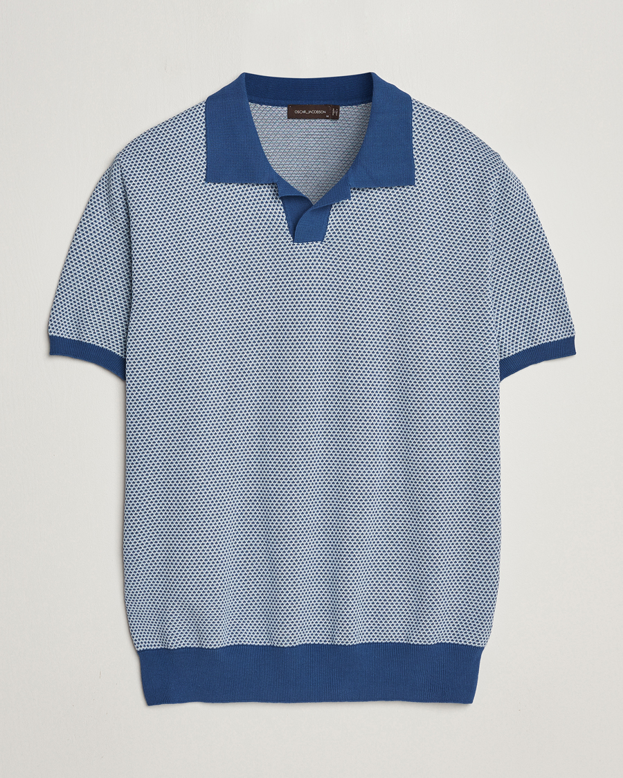 Herren | Poloshirts | Oscar Jacobson | Dalius Structured Cotton Polo Blue