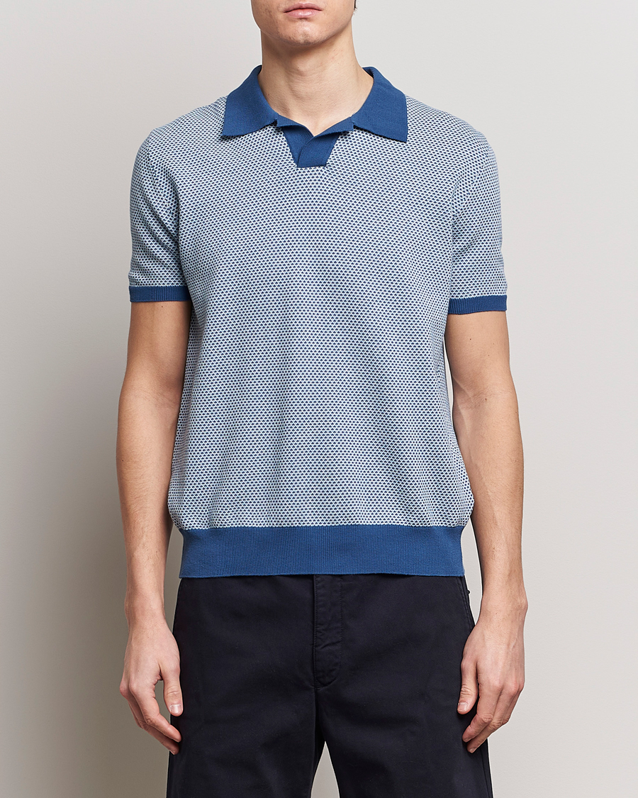 Herren | Poloshirts | Oscar Jacobson | Dalius Structured Cotton Polo Blue