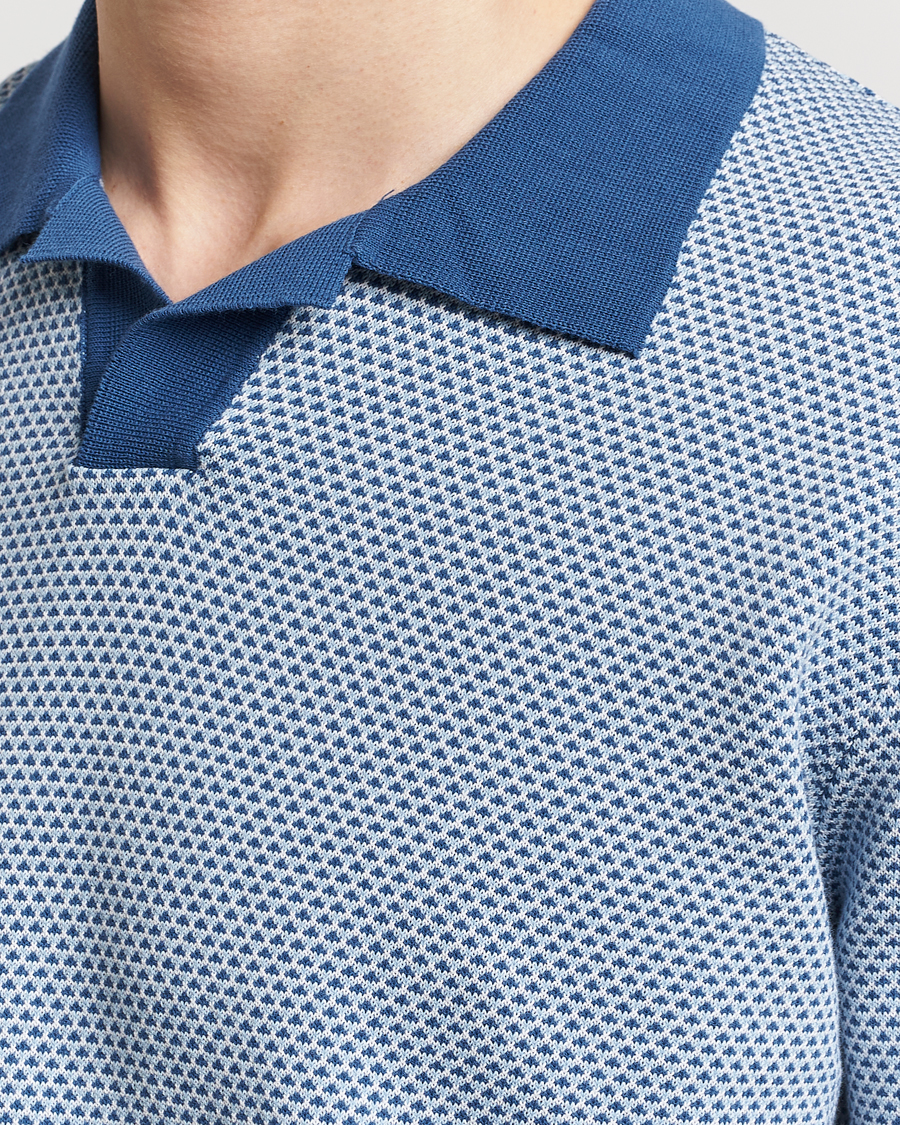 Herren | Poloshirts | Oscar Jacobson | Dalius Structured Cotton Polo Blue
