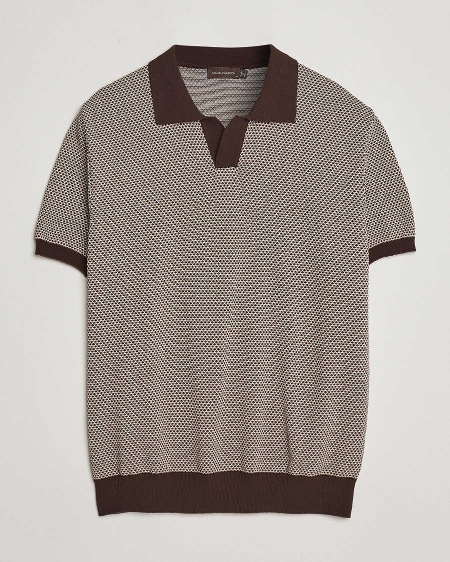 Herren | Poloshirt | Oscar Jacobson | Dalius Structured Cotton Polo Brown