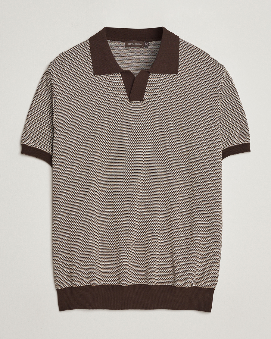 Herren | Poloshirts | Oscar Jacobson | Dalius Structured Cotton Polo Brown