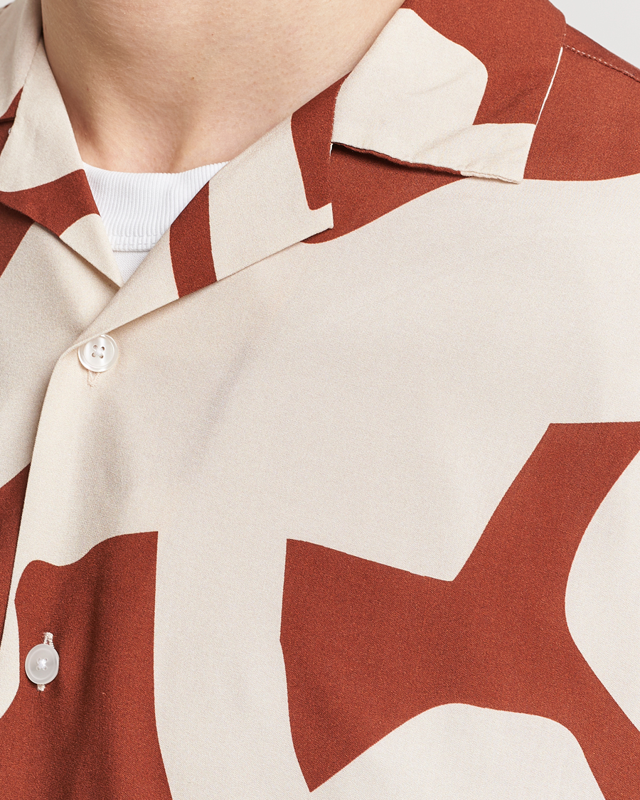 Herren | Hemden | OAS | Viscose Resort Short Sleeve Shirt Russet Puzzlotec