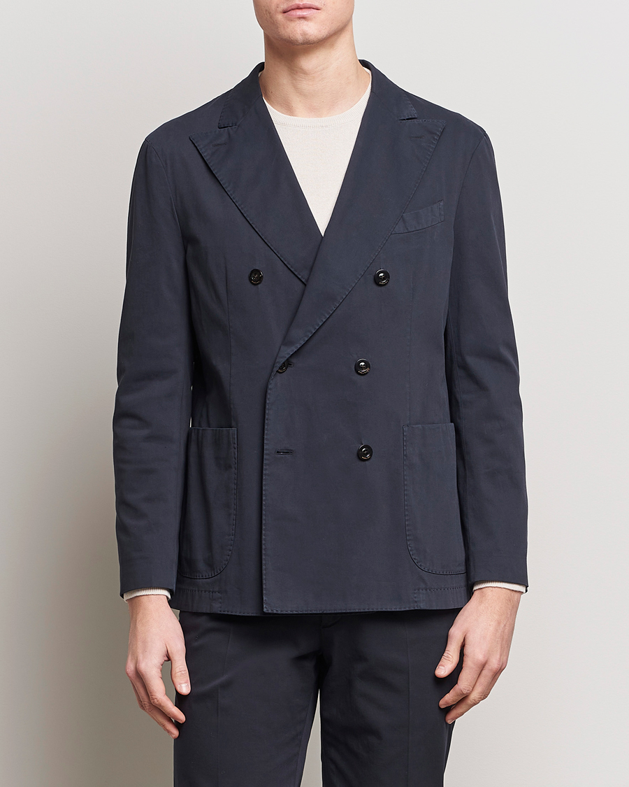 Herren | Sakkos | Boglioli | K Jacket Double Breasted Cotton Blazer Navy