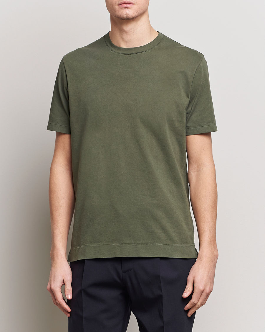 Herren | Kurzarm T-Shirt | Boglioli | Garment Dyed T-Shirt Forest Green