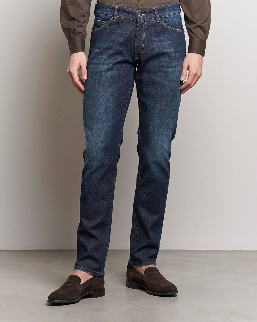 Herren | Italian Department | PT01 | Slim Fit Stretch Jeans Dark Blue Wash