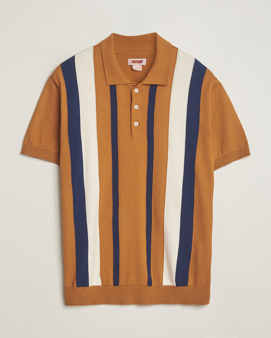 Herren | Poloshirts | Baracuta | Stripe Knitted Short Sleeve Polo Pumpkin Spice