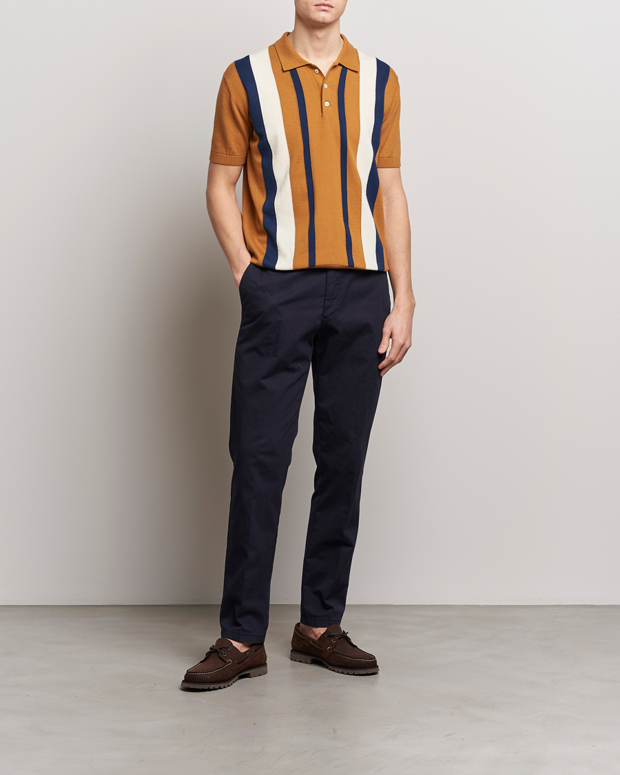 Herren | Poloshirts | Baracuta | Stripe Knitted Short Sleeve Polo Pumpkin Spice