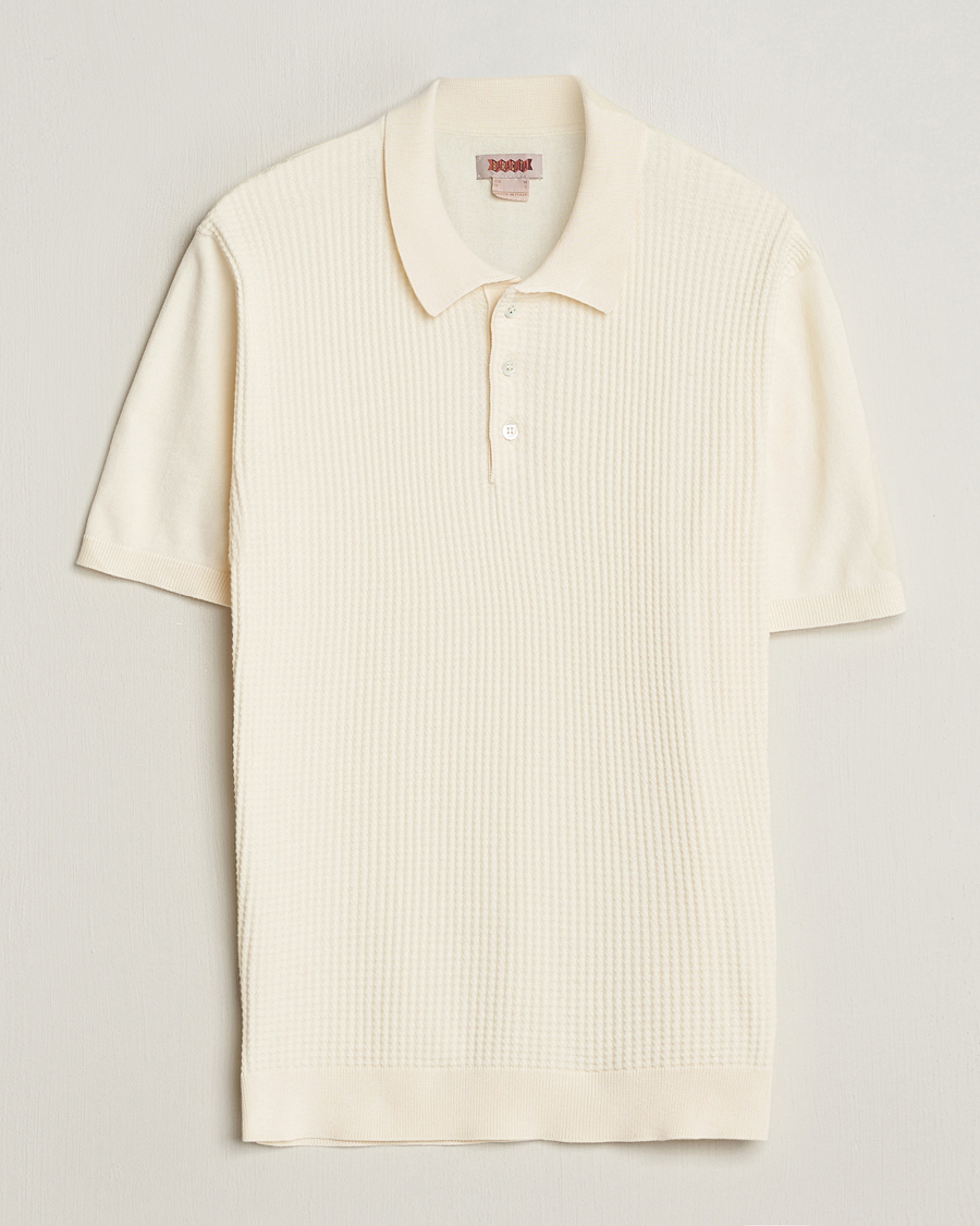 Herren | Poloshirts | Baracuta | Waffle Knitted Polo Ivory