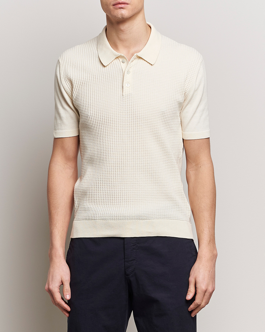 Herren | Poloshirts | Baracuta | Waffle Knitted Polo Ivory