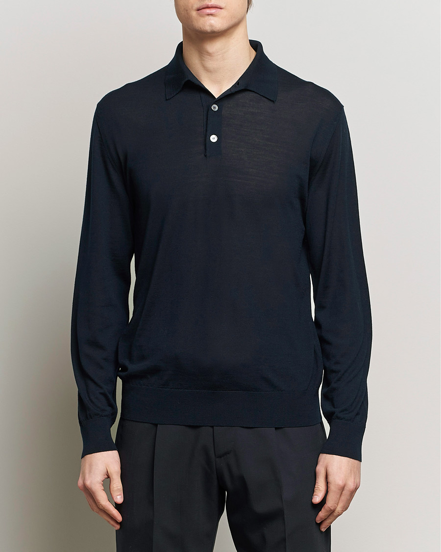 Herren | Bestickte Polohemden | Zegna | High Performance Wool Polo Navy