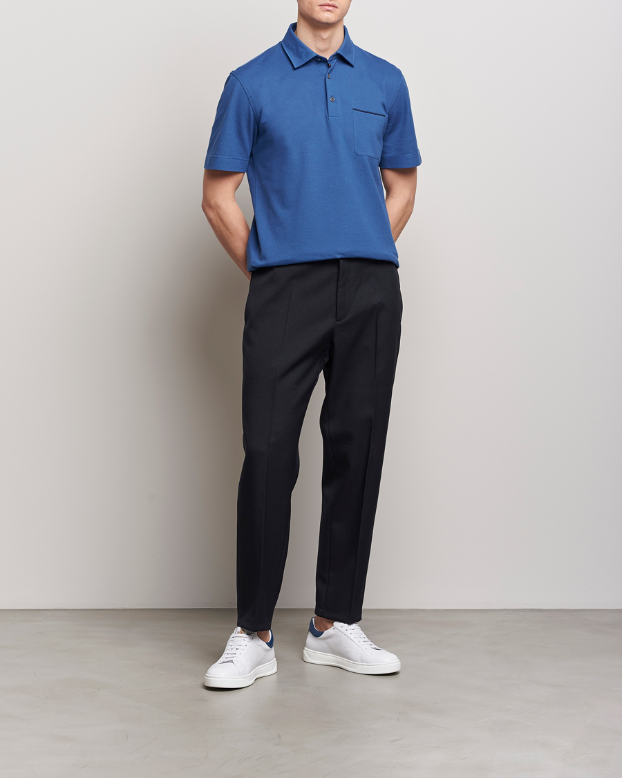 Herren | Poloshirts | Zegna | Short Sleeve Pocket Polo Blue