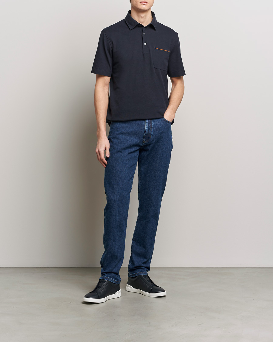 Herren | Poloshirts | Zegna | Short Sleeve Pocket Polo Navy
