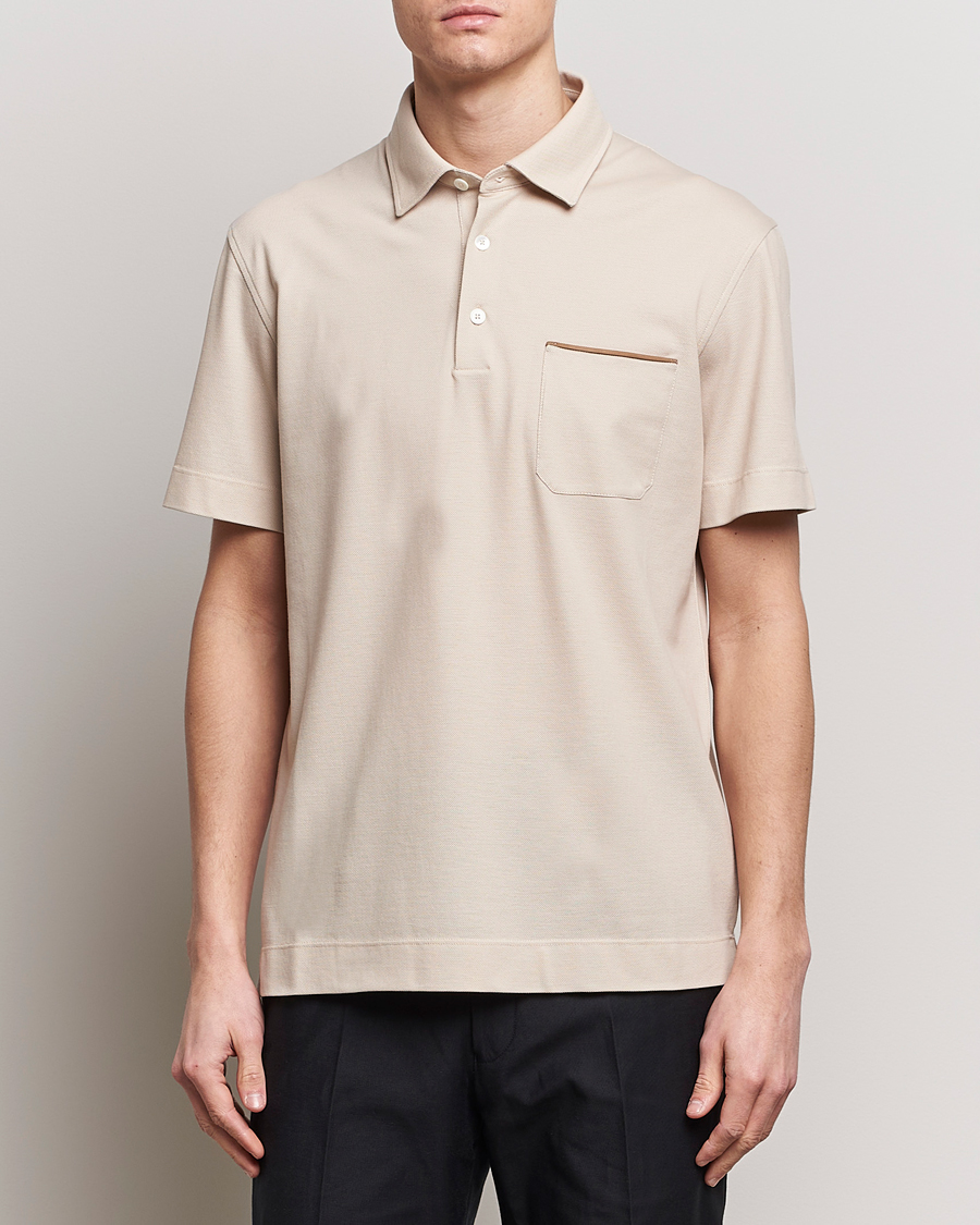 Herren | Poloshirts | Zegna | Short Sleeve Pocket Polo Beige