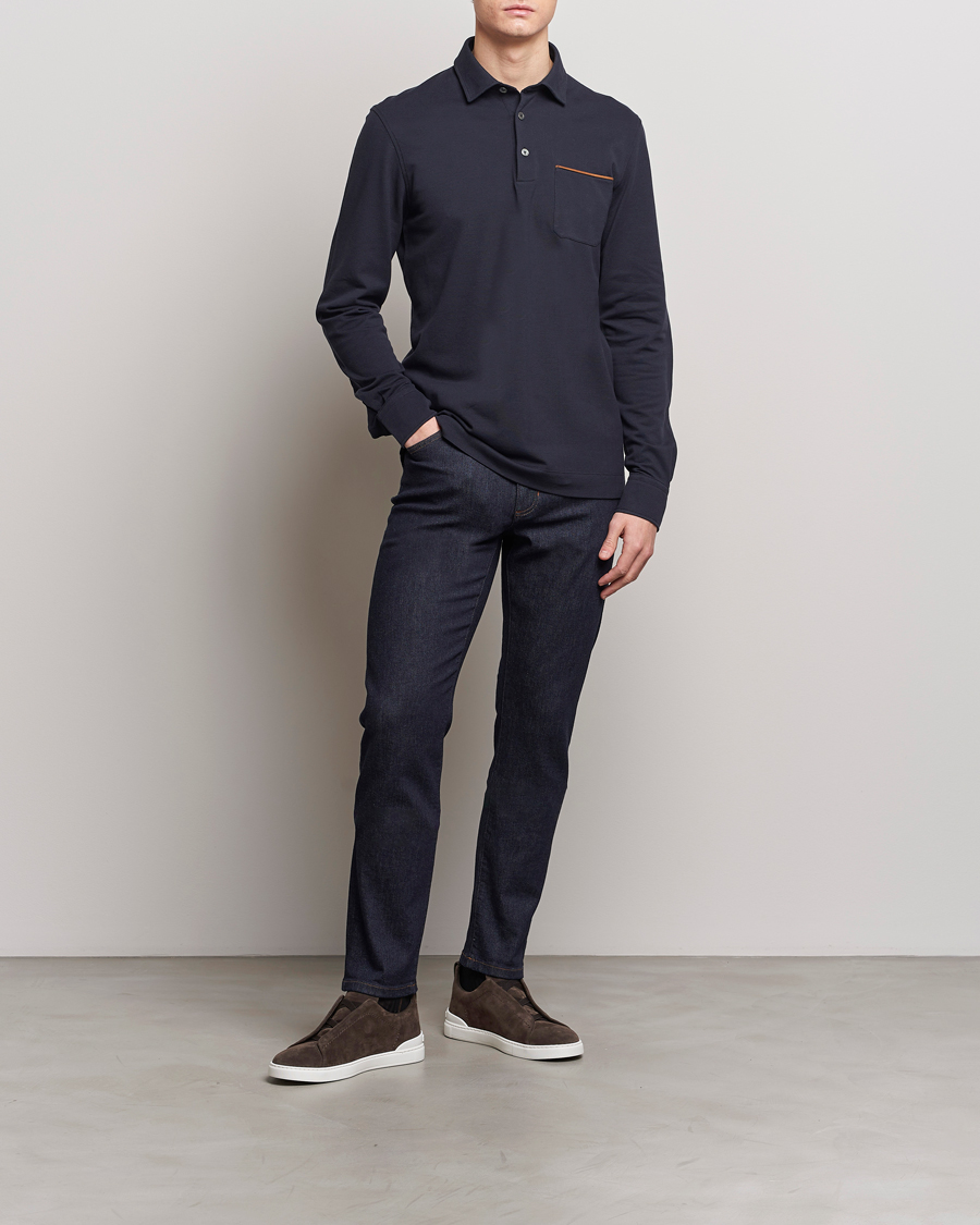 Herren | Pullover | Zegna | Long Sleeve Pocket Polo Navy