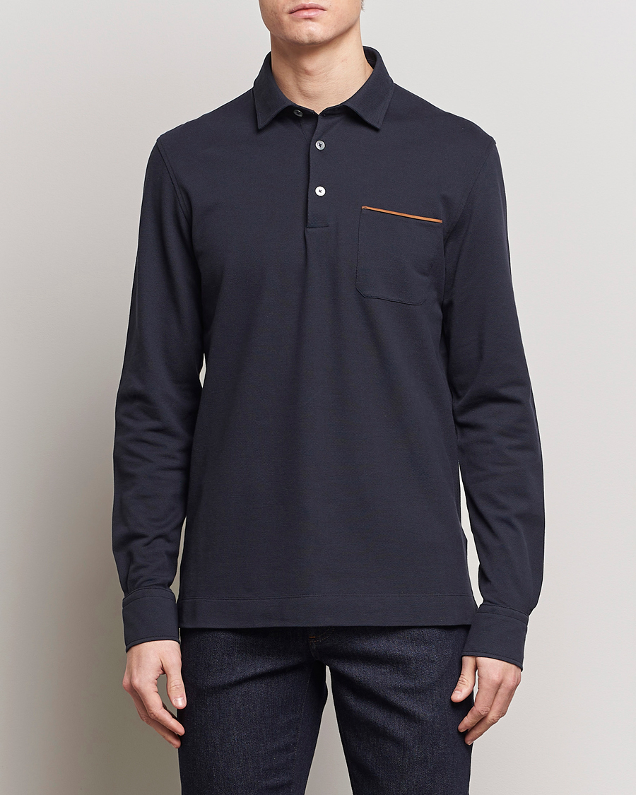Herren | Pullover | Zegna | Long Sleeve Pocket Polo Navy