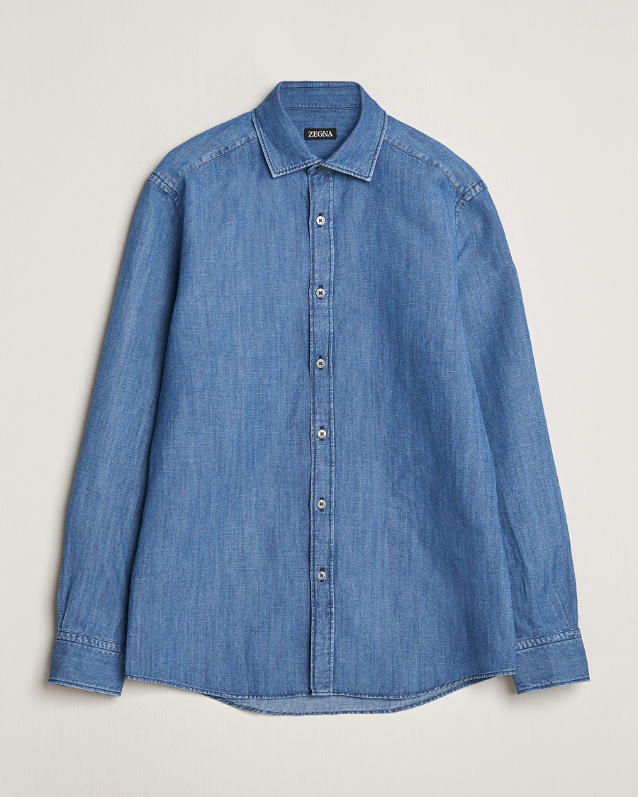 Herren | Hemden | Zegna | Slim Fit Denim Shirt Stone Wash