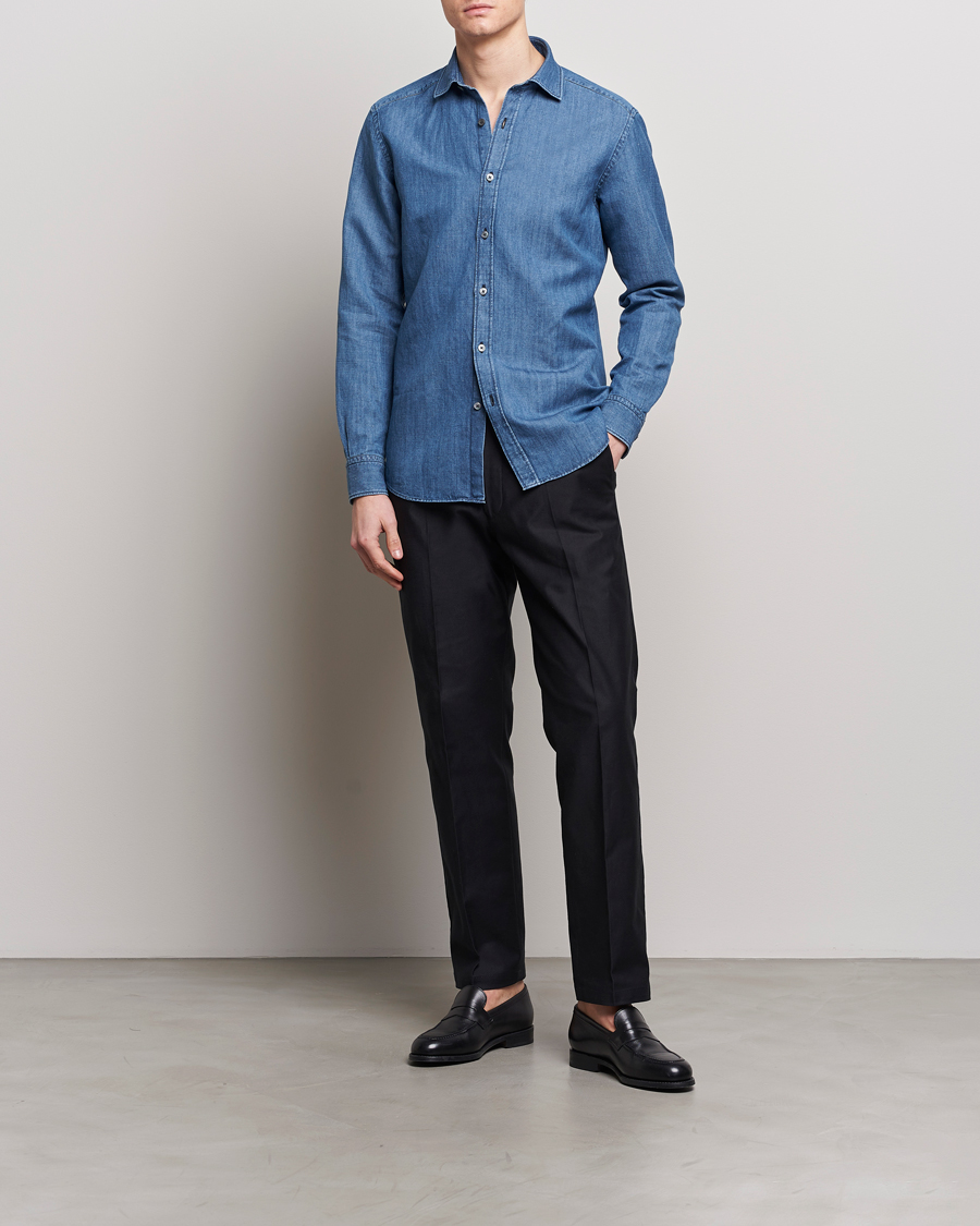 Herren | Hemden | Zegna | Slim Fit Denim Shirt Stone Wash