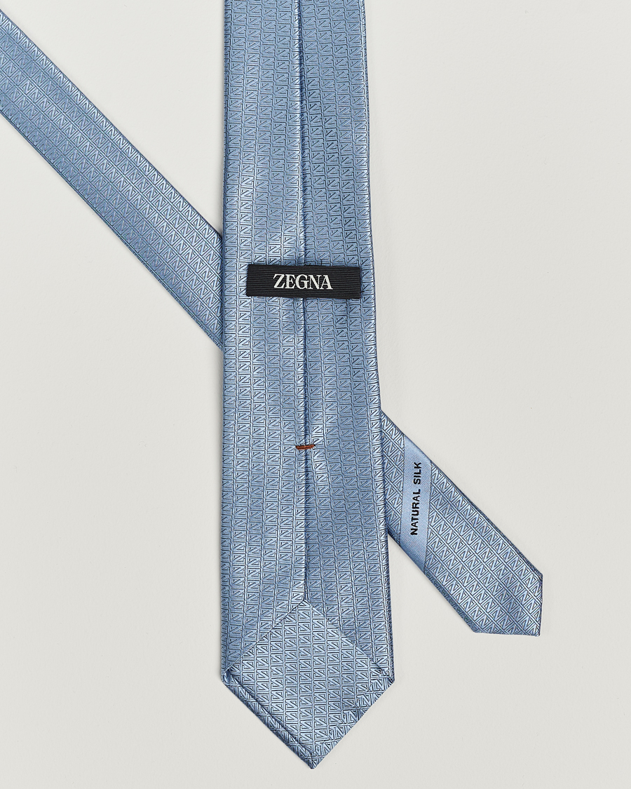 Herren | Zegna Monogram Silk Tie Light Blue | Zegna | Monogram Silk Tie Light Blue