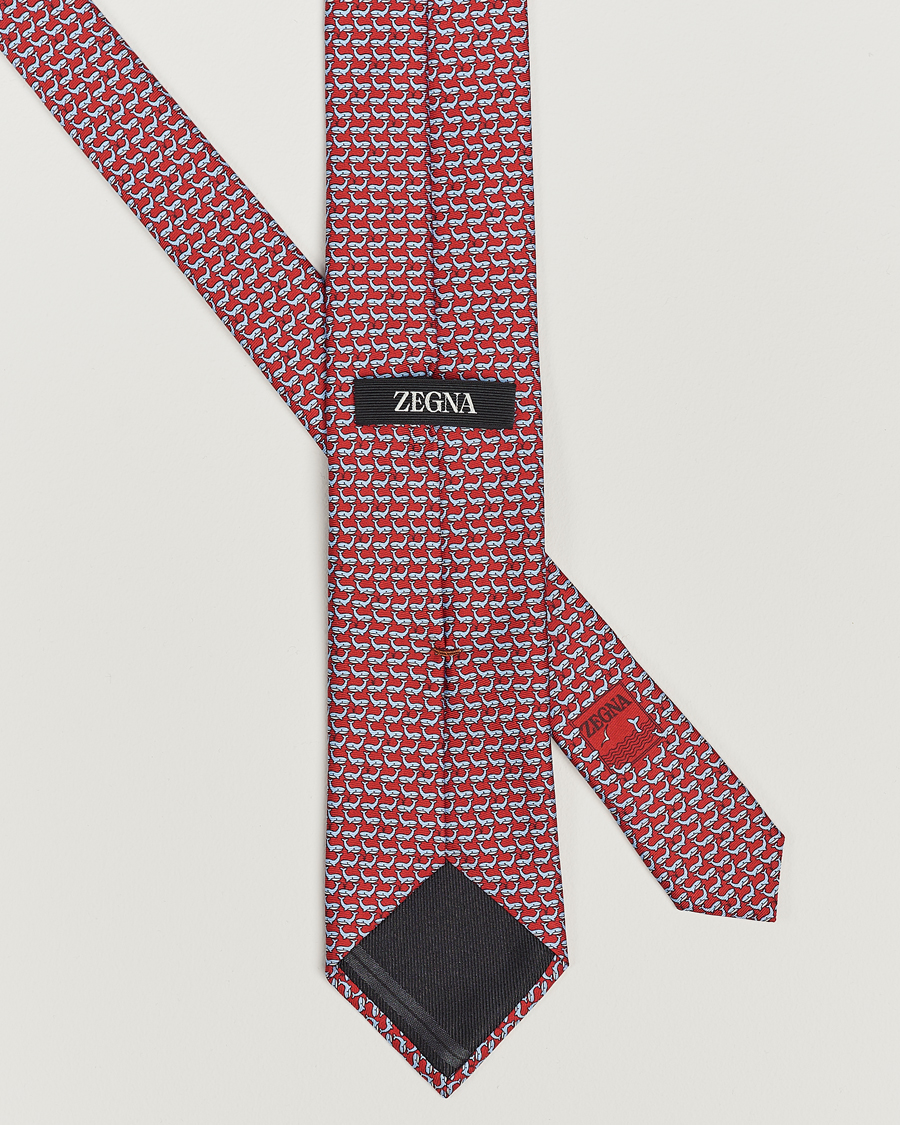 Herren | Zegna Animal Print Silk Tie Red | Zegna | Animal Print Silk Tie Red