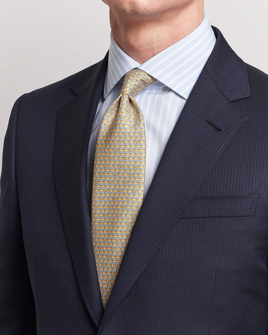 Herren | Zegna Animal Print Silk Tie Yellow | Zegna | Animal Print Silk Tie Yellow