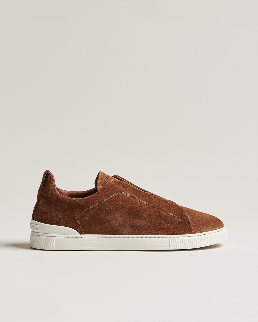 Herren | Zegna Triple Stitch Sneakers Brown Suede | Zegna | Triple Stitch Sneakers Brown Suede