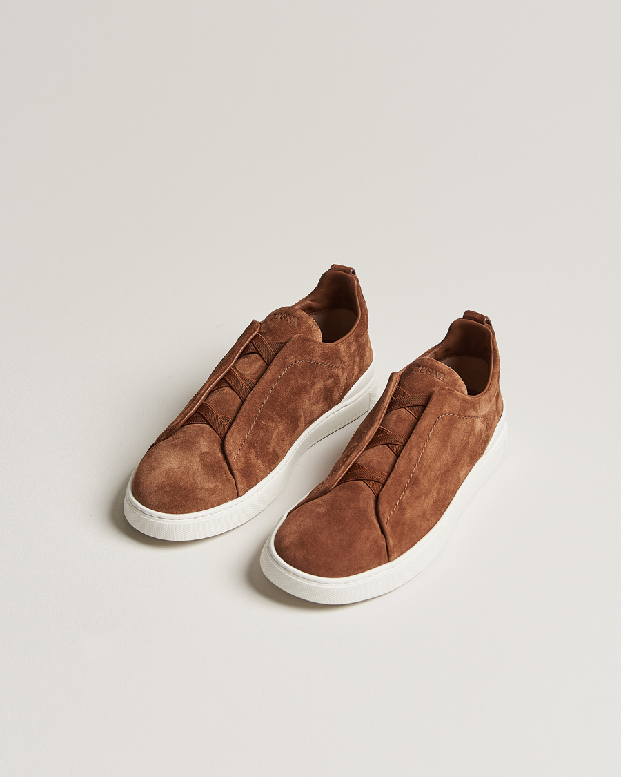 Herren | Zegna Triple Stitch Sneakers Brown Suede | Zegna | Triple Stitch Sneakers Brown Suede