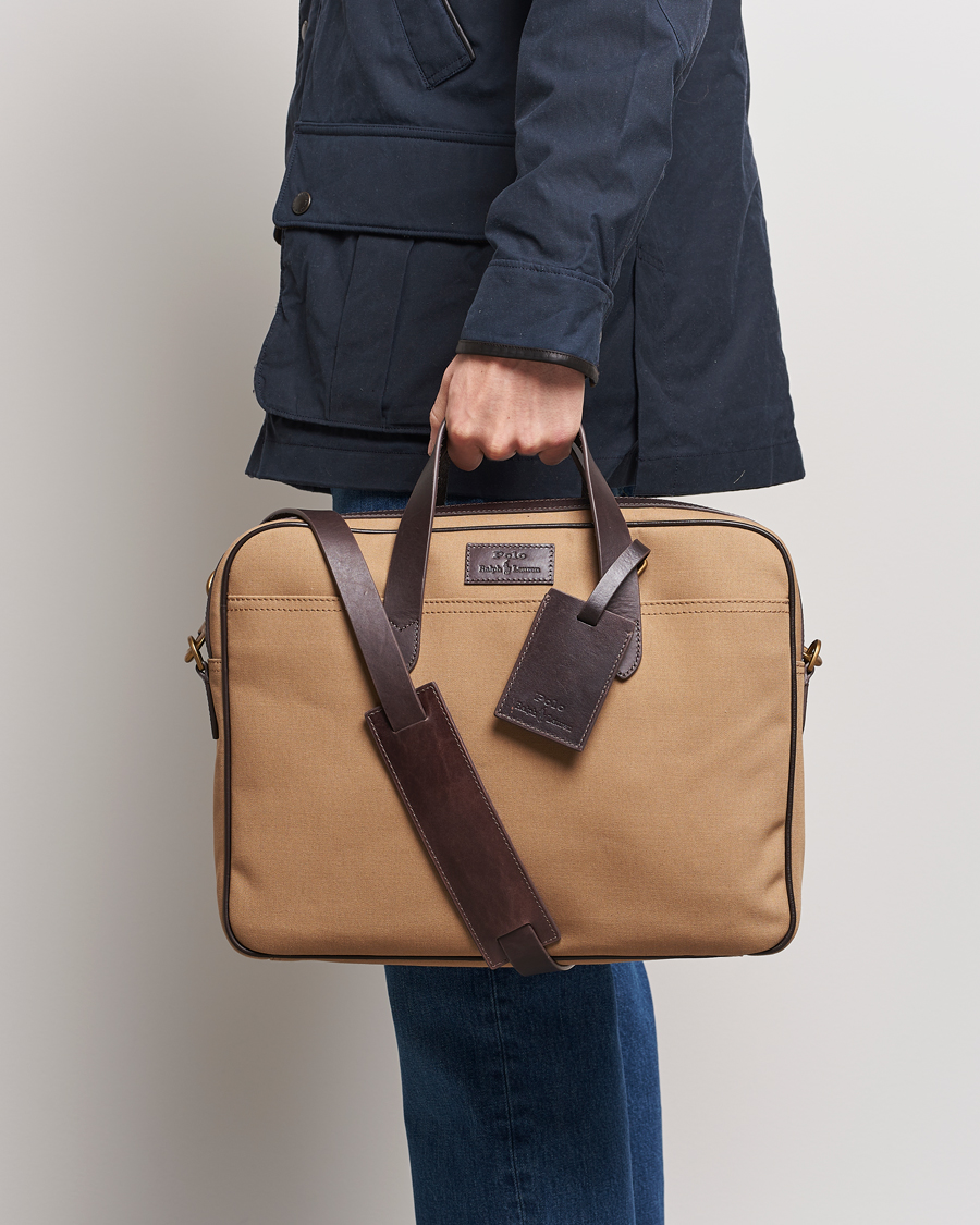 Herren | Polo Ralph Lauren Canvas/Leather Computer Bag Tan | Polo Ralph Lauren | Canvas/Leather Computer Bag Tan