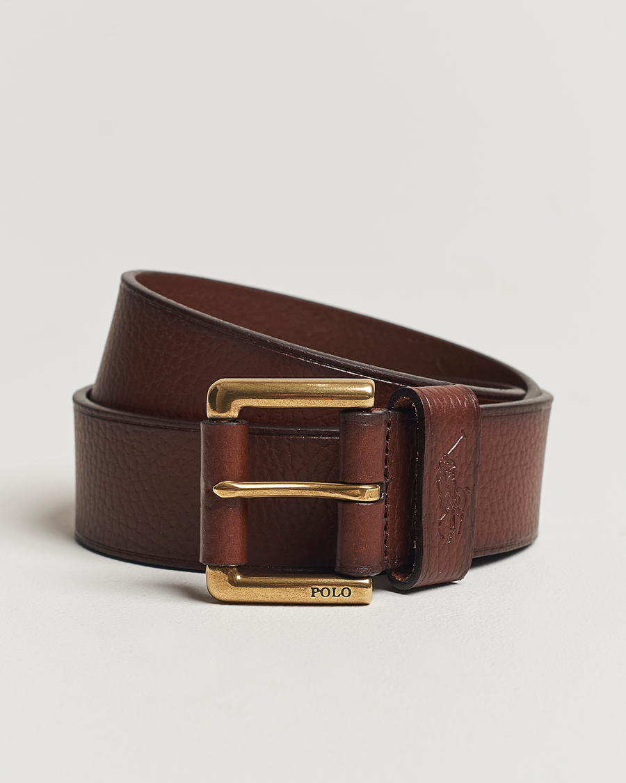 Herren | Polo Ralph Lauren Pebbled Leather Belt Brown | Polo Ralph Lauren | Pebbled Leather Belt Brown