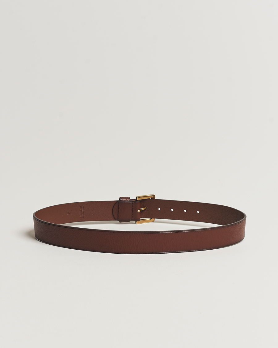 Herren | Polo Ralph Lauren Pebbled Leather Belt Brown | Polo Ralph Lauren | Pebbled Leather Belt Brown