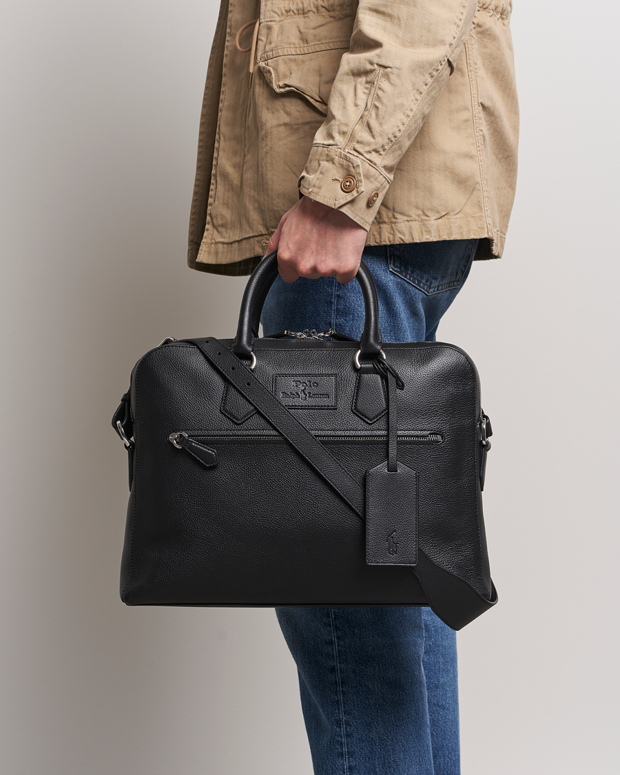 Herren | Dokumenttaschen | Polo Ralph Lauren | Pebbled Leather Commuter Bag Black