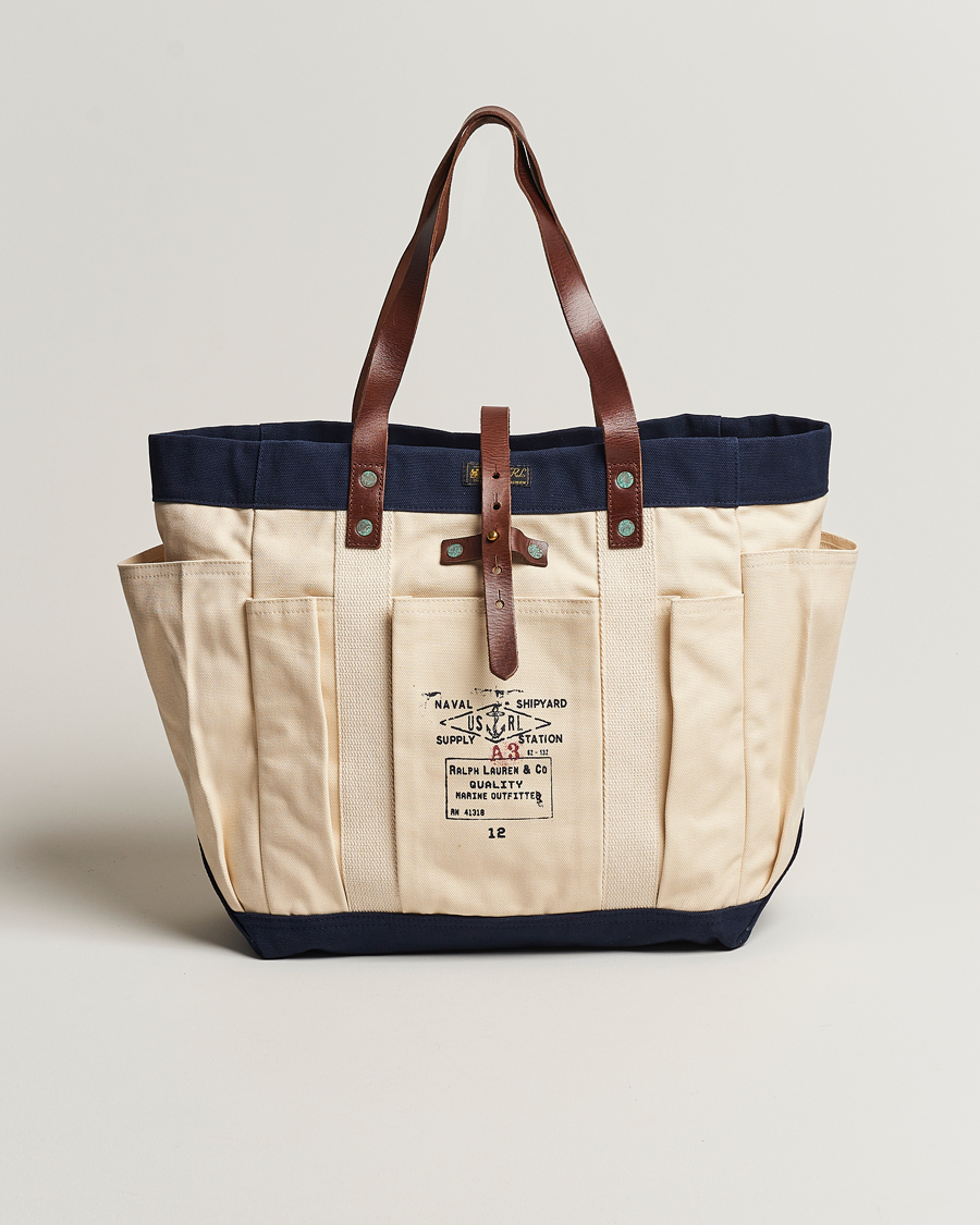 Herren | Polo Ralph Lauren Canvas Totebag Cream/Aviator Navy | Polo Ralph Lauren | Canvas Totebag Cream/Aviator Navy