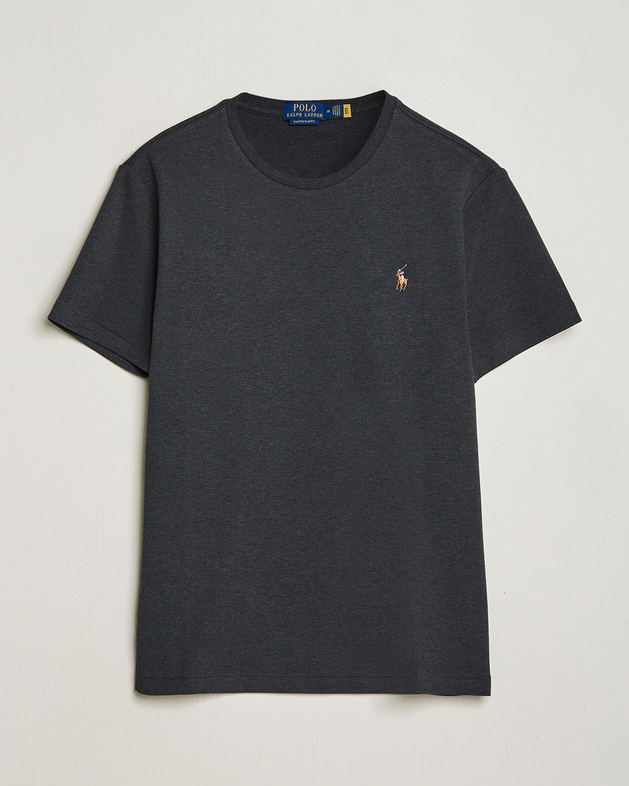 Herren | T-Shirts | Polo Ralph Lauren | Luxury Pima Cotton Crew Neck T-Shirt Black Heather
