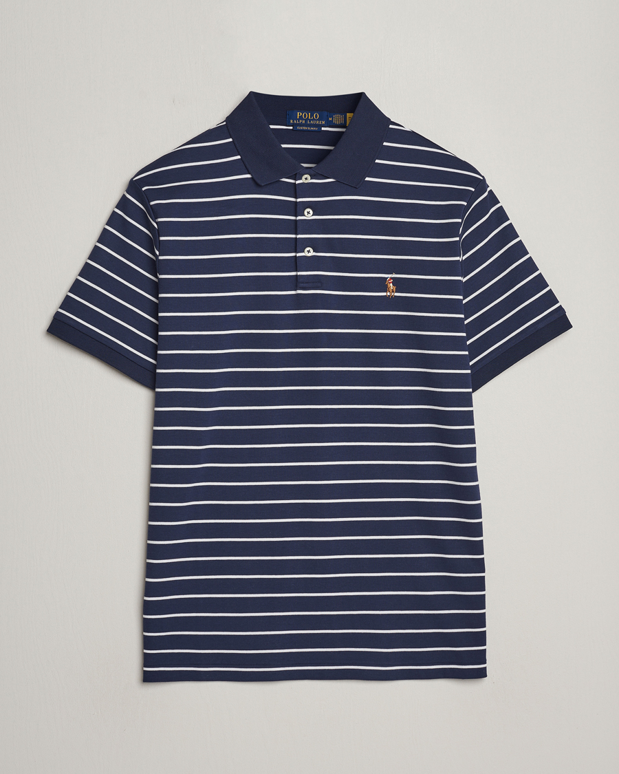 Herren | Poloshirts | Polo Ralph Lauren | Luxury Pima Cotton Striped Polo Refined Navy/White
