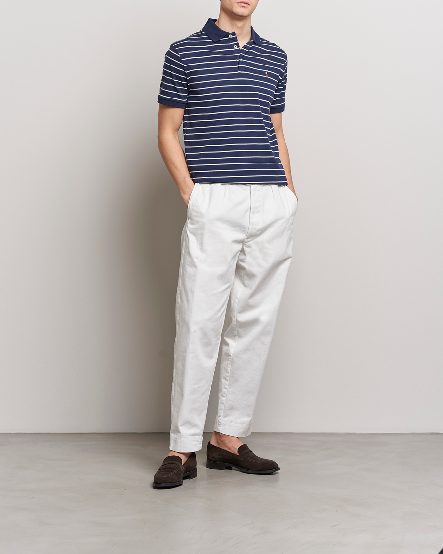 Herren | Poloshirts | Polo Ralph Lauren | Luxury Pima Cotton Striped Polo Refined Navy/White