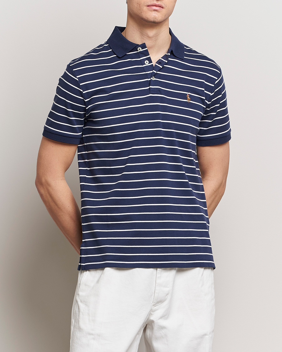 Herren | Poloshirts | Polo Ralph Lauren | Luxury Pima Cotton Striped Polo Refined Navy/White