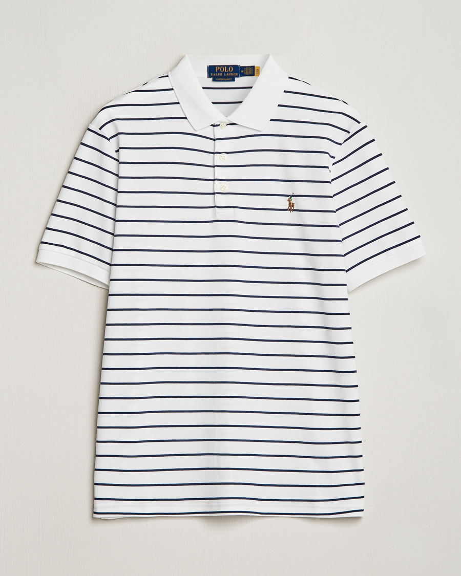 Herren | Poloshirts | Polo Ralph Lauren | Luxury Pima Cotton Striped Polo White/Refined Navy