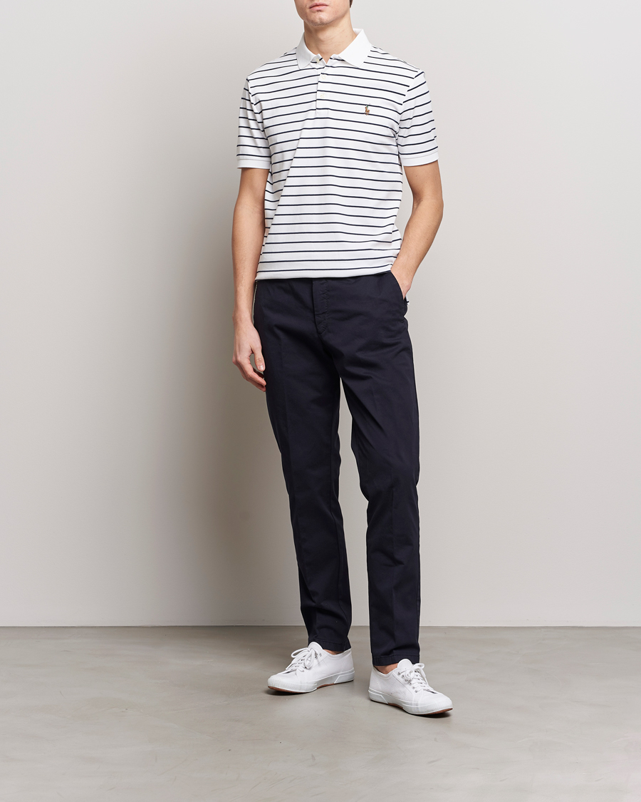 Herren | Poloshirts | Polo Ralph Lauren | Luxury Pima Cotton Striped Polo White/Refined Navy