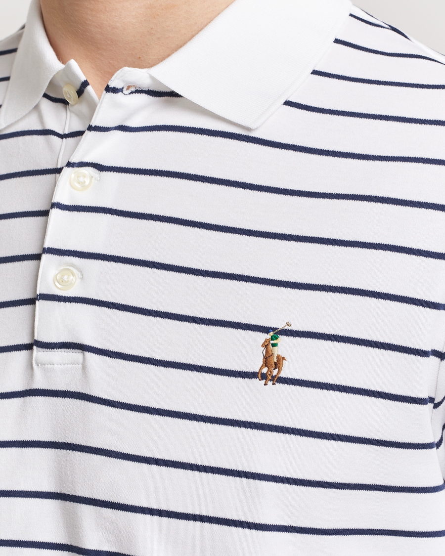 Herren | Poloshirts | Polo Ralph Lauren | Luxury Pima Cotton Striped Polo White/Refined Navy