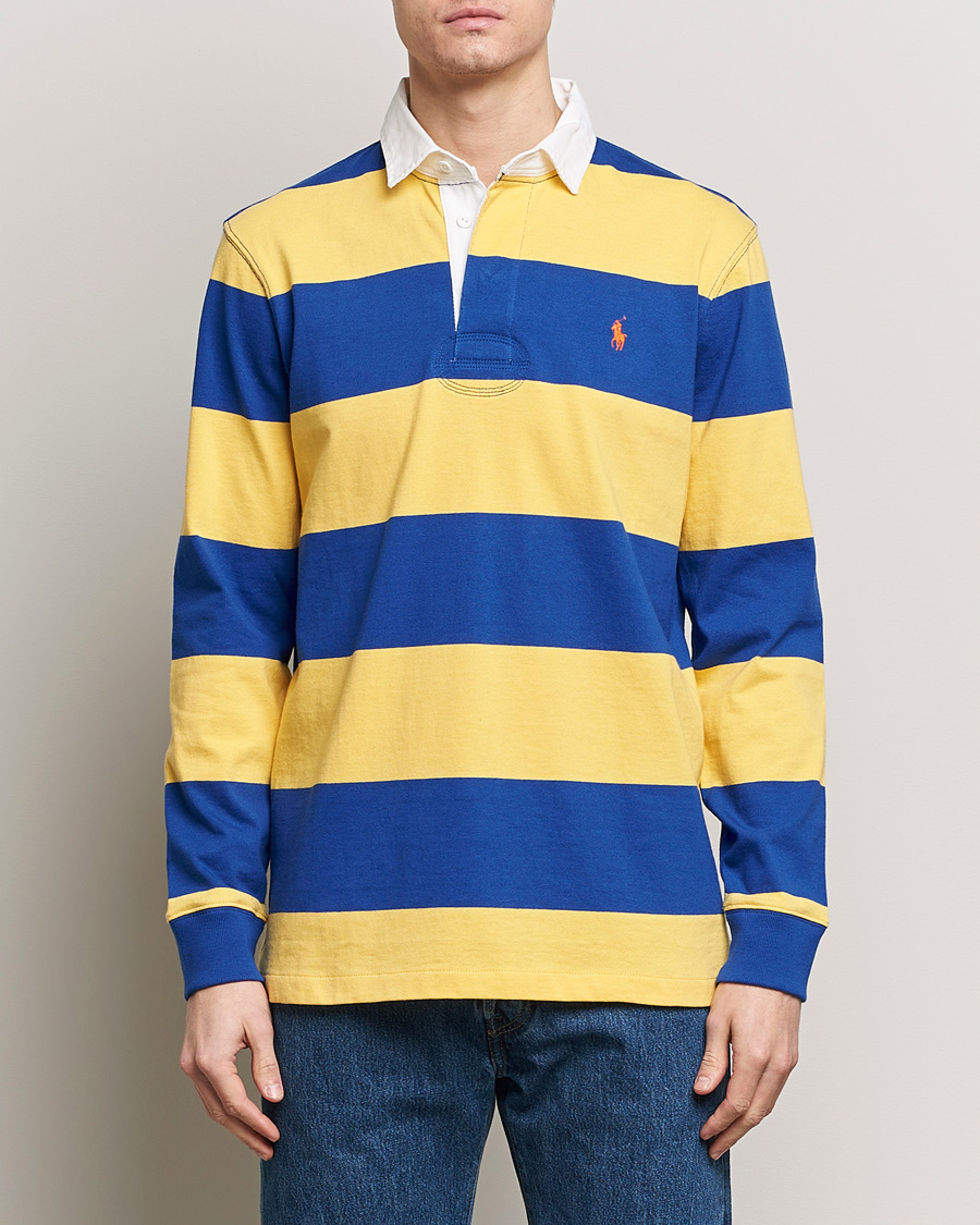 Herren | Rugbypullover | Polo Ralph Lauren | Jersey Striped Rugger Chrome Yellow/Cruise Royal