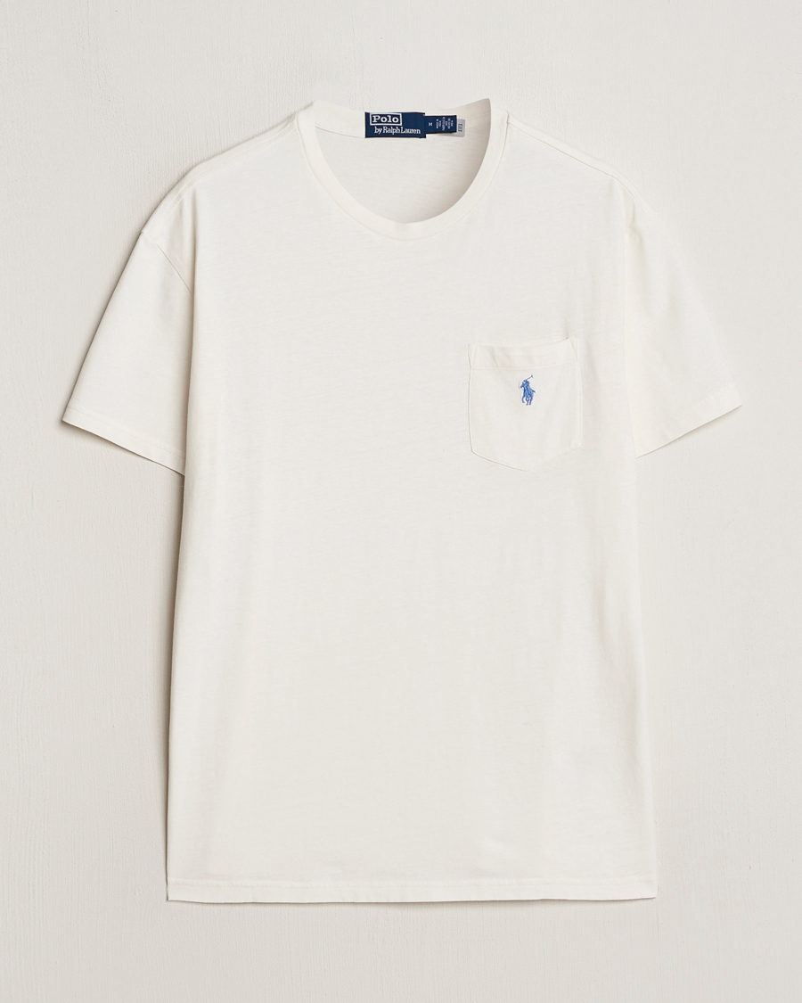 Herren | T-Shirts | Polo Ralph Lauren | Cotton Linen Crew Neck T-Shirt Ceramic White