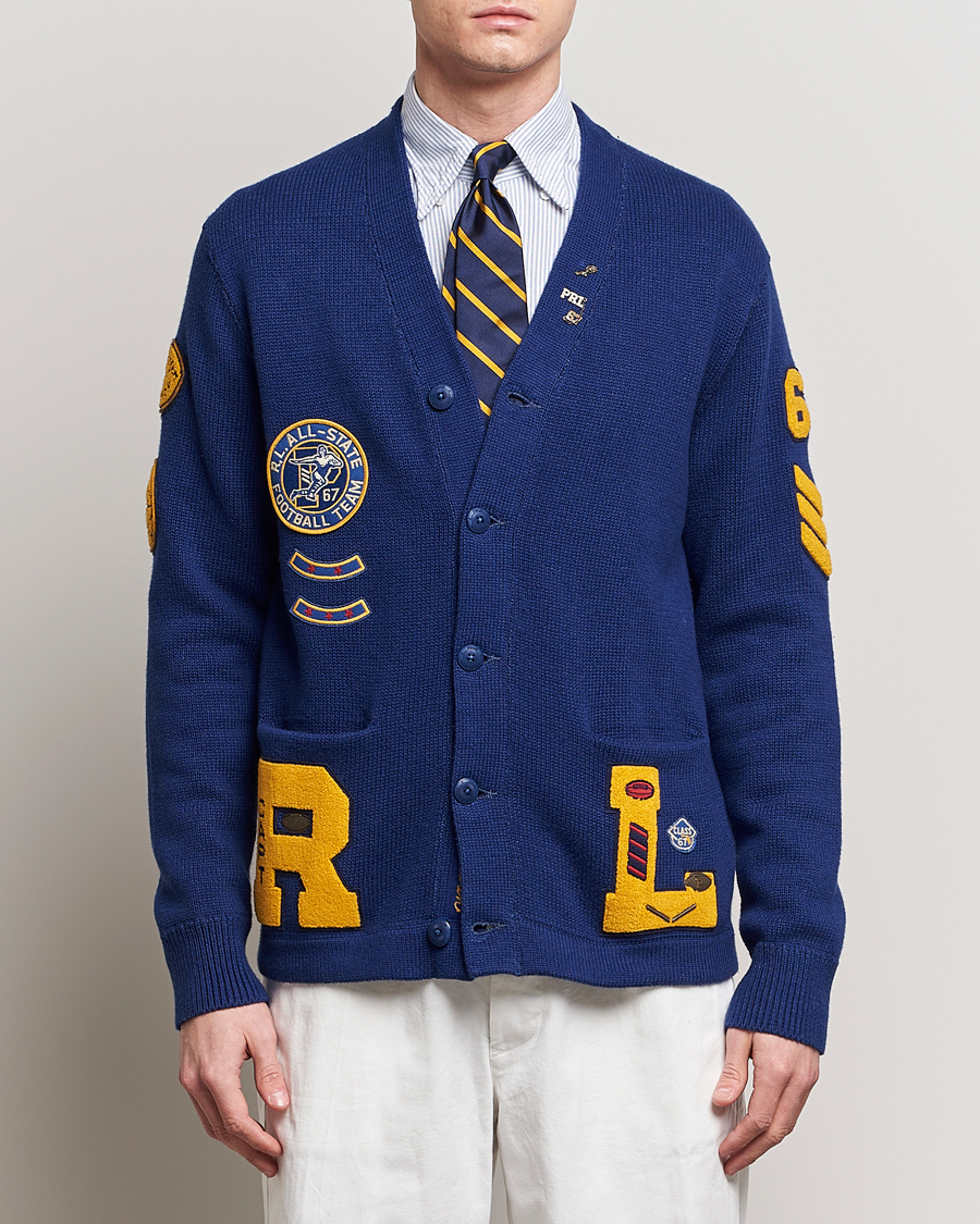 Herren | Pullover | Polo Ralph Lauren | Cotton Varsity Patch Cardigan Royal Combo
