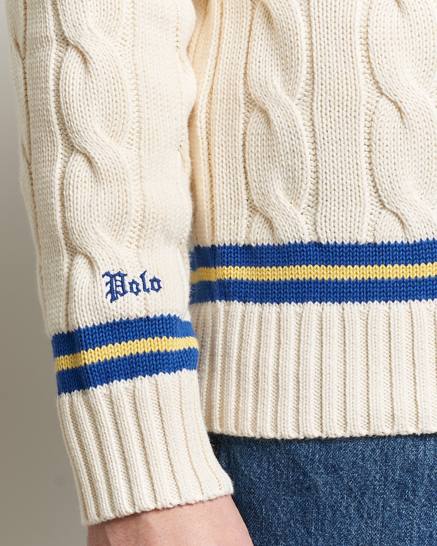 Herren | Pullover | Polo Ralph Lauren | Cricket Cotton V-Neck Sweater Cream/Navy Stripe