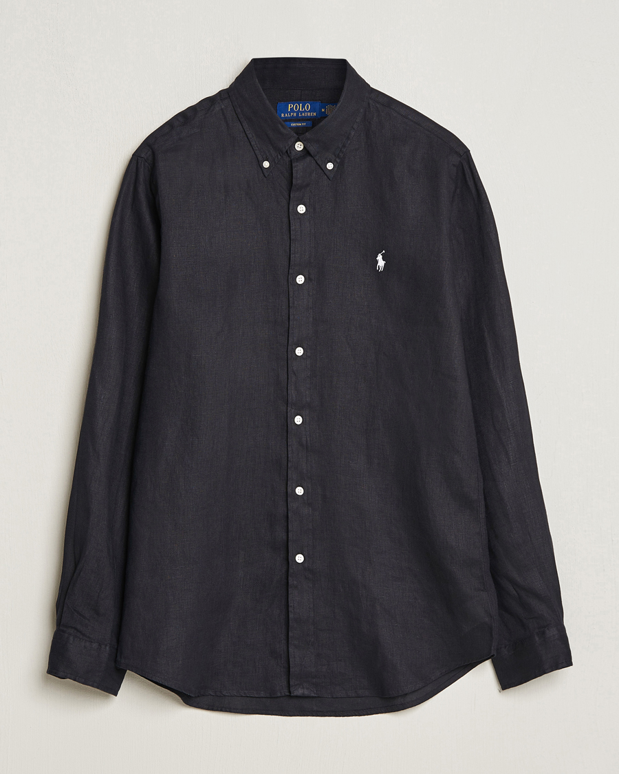 Herren | Hemden | Polo Ralph Lauren | Custom Fit Linen Button Down Polo Black