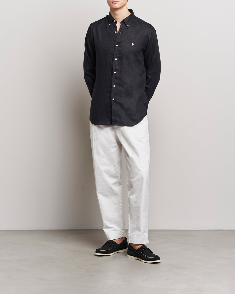 Herren | Hemden | Polo Ralph Lauren | Custom Fit Linen Button Down Polo Black