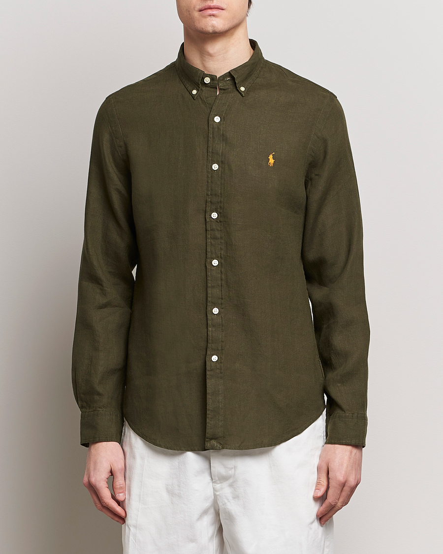 Herren | Leinenhemden | Polo Ralph Lauren | Slim Fit Linen Button Down Shirt Armadillo