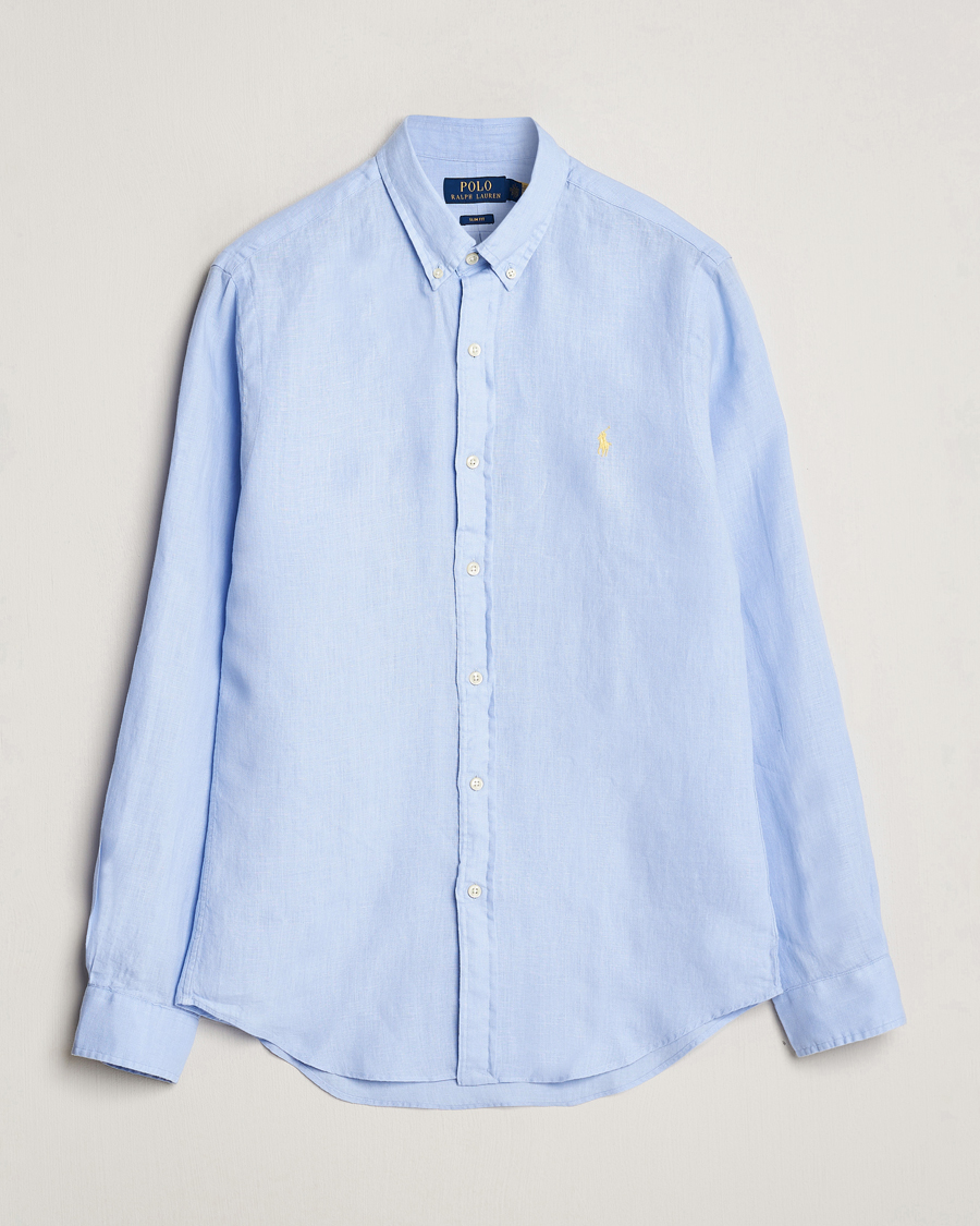 Herren | Hemden | Polo Ralph Lauren | Slim Fit Linen Button Down Shirt Blue Hyacinth