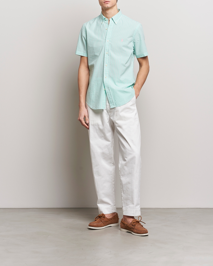 Herren | Hemden | Polo Ralph Lauren | Seersucker Short Sleeve Striped Shirt Green/White