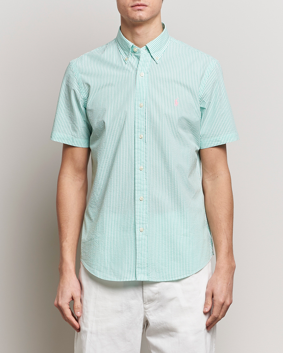 Herren | Kurzarmhemden | Polo Ralph Lauren | Seersucker Short Sleeve Striped Shirt Green/White