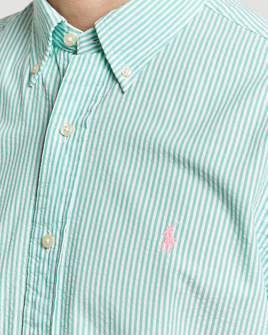 Herren | Hemden | Polo Ralph Lauren | Seersucker Short Sleeve Striped Shirt Green/White