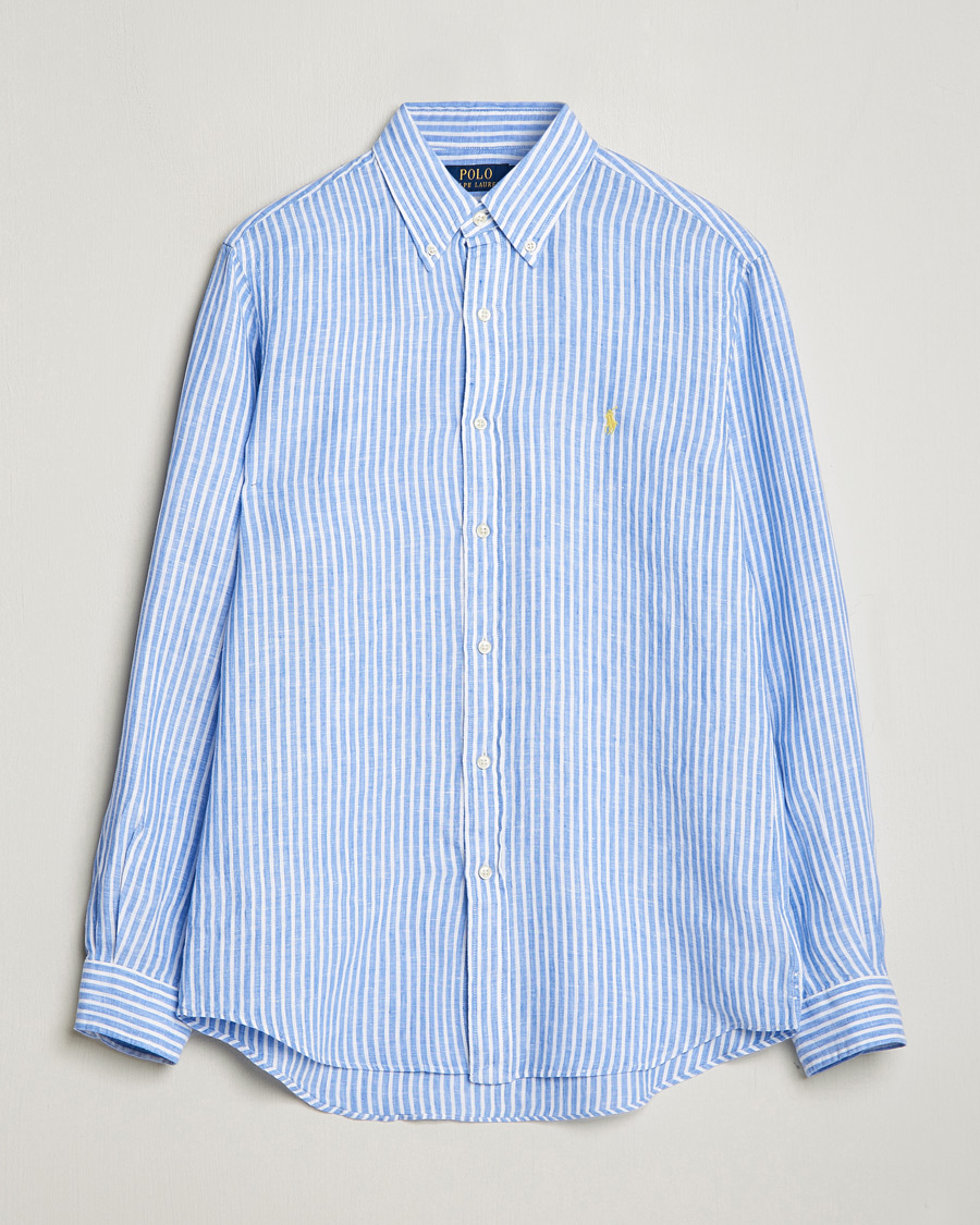 Herren | Hemden | Polo Ralph Lauren | Custom Fit Striped Linen Shirt Blue/White